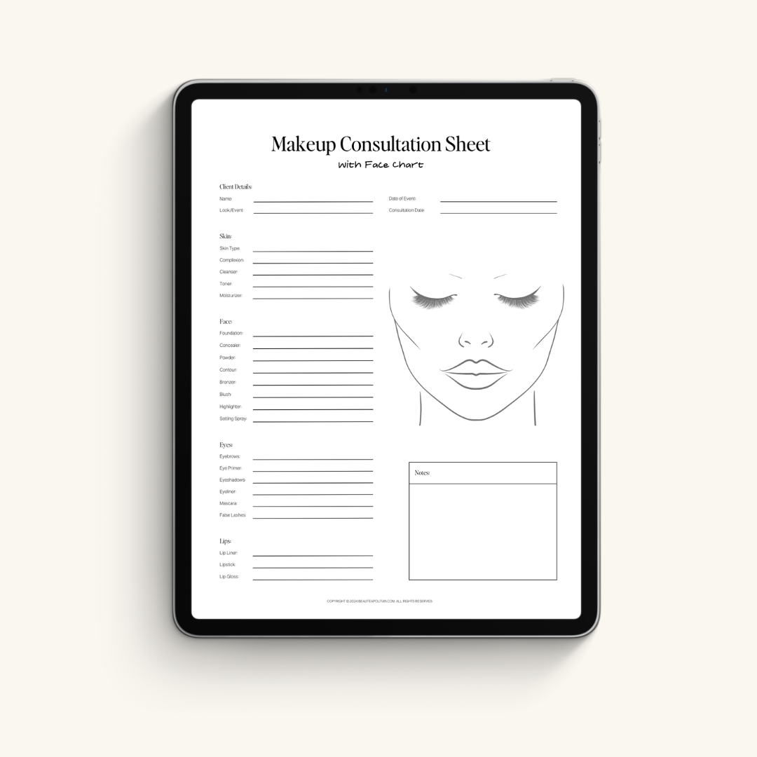 Makeup Consultation Sheet