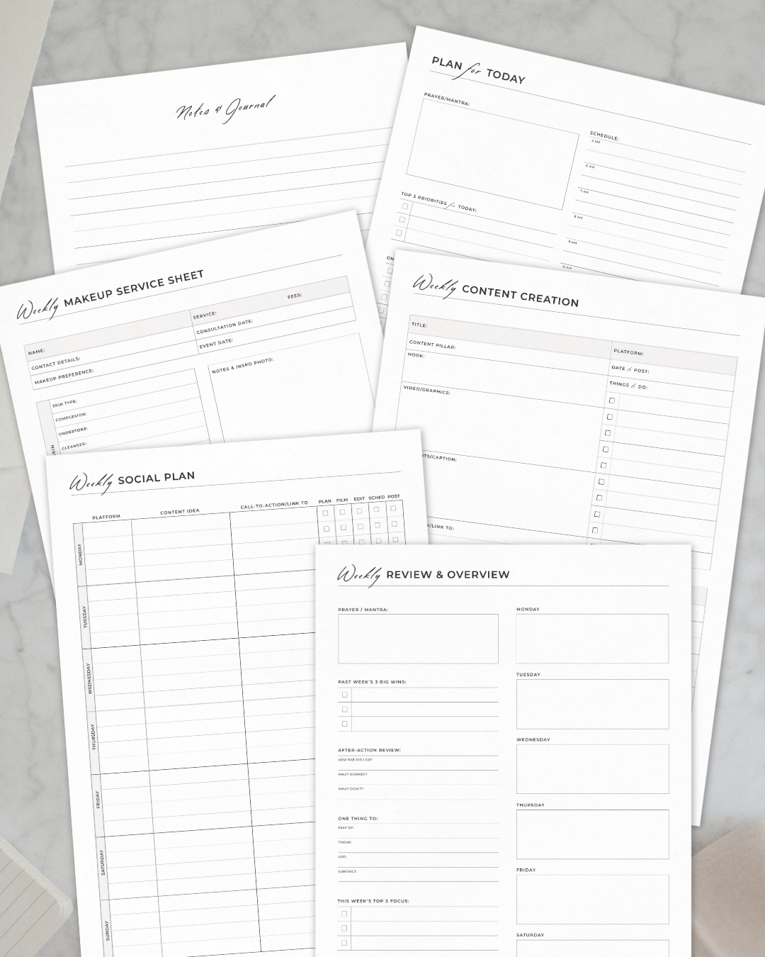 MAKEUP ARTIST WEEKLY PLANNER